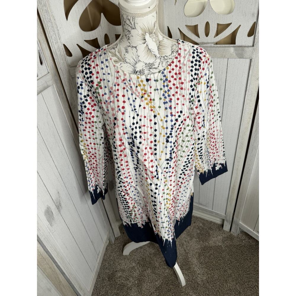 THOUGHT London Shift Midi Dress Sz UK 16 Artsy Polka Dot Tencel Blend